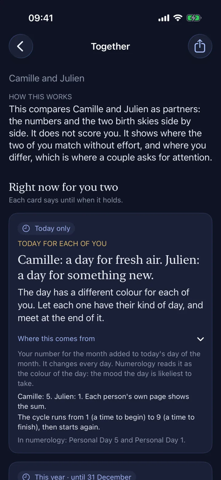 Trilume app screen: You two